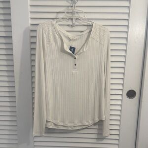 NWT Lucky Brand Cream Long Sleeve Top - Size Large